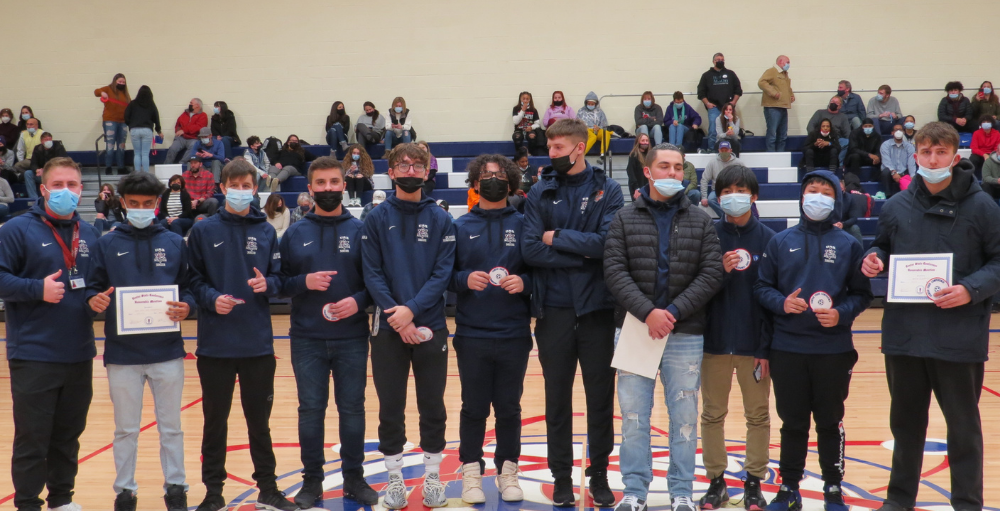 Utica Academy of Science Boys Varsity Soccer team was honored and recognized for their CSC Division Championship Banner Ceremony during the Boys Varsity Basketball Game vs. Little Falls.
