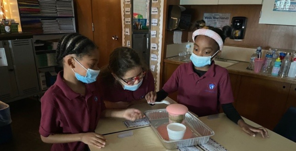 Students in Ms. Cavo’s class created their own Witches Potion as part of a Halloween STEM science experiment combining baking soda and vinegar.