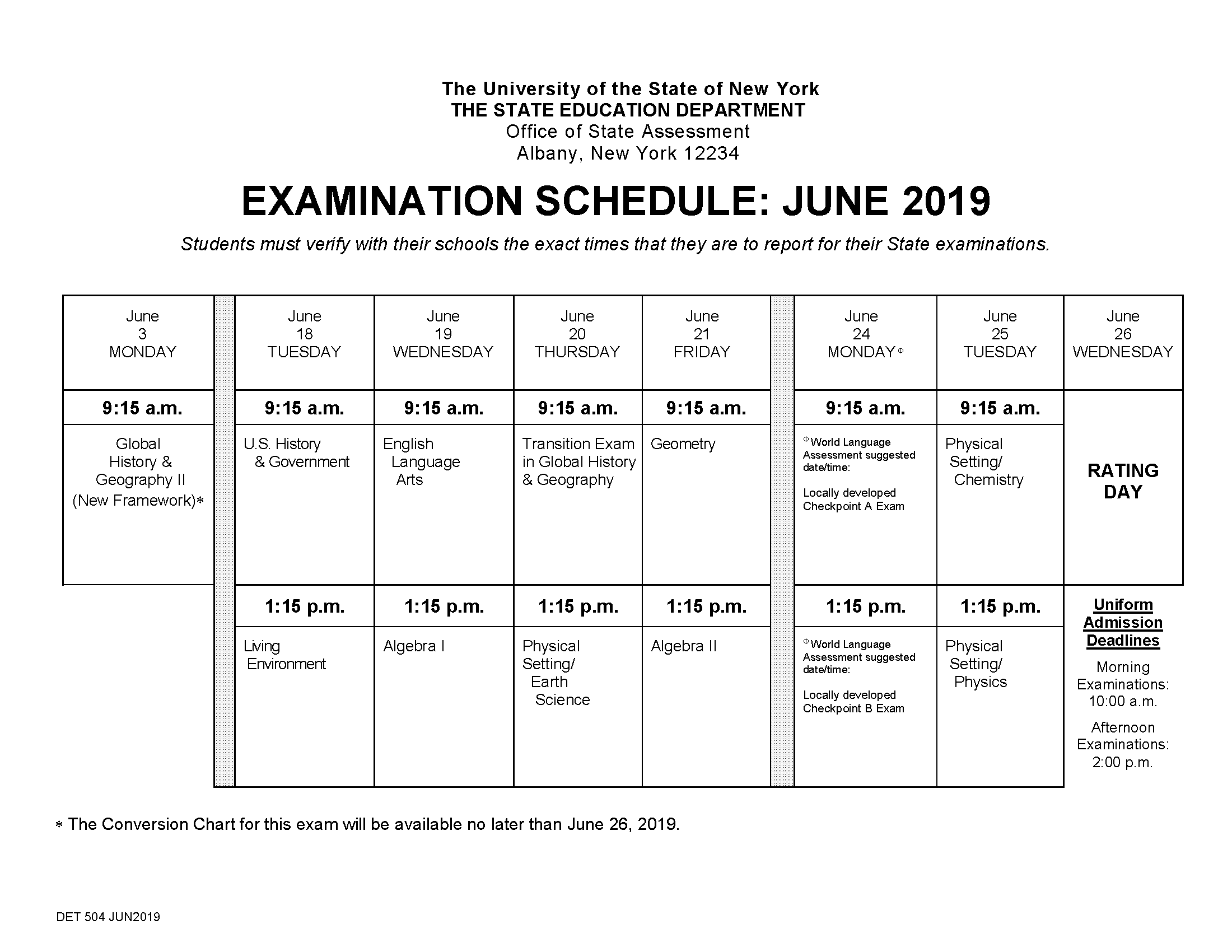 June 2019 Regents Exam