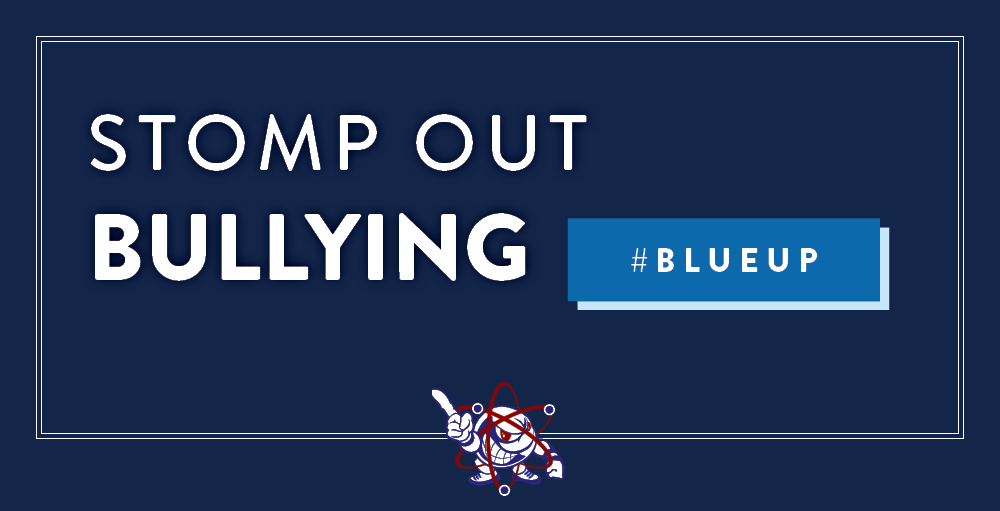 Middle School Atoms participate in the National Campaign, #BlueUp in efforts to Stomp Out Bullying and cyberbullying