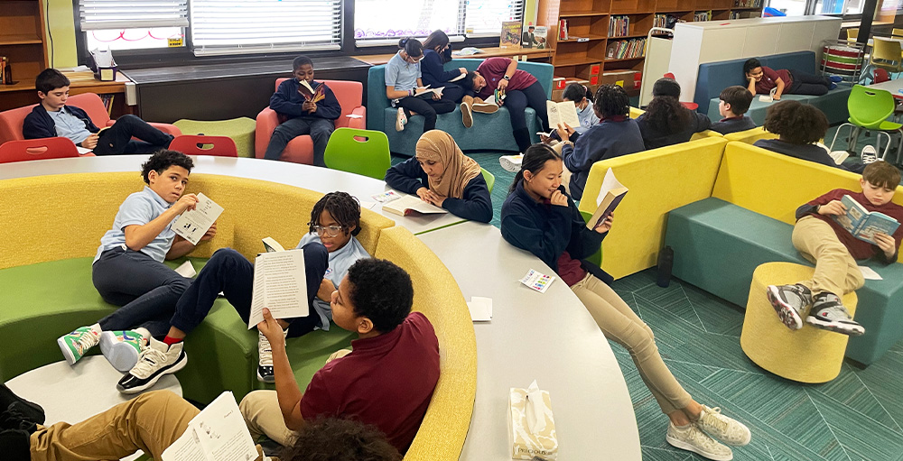 Utica Academy of Science 6th Graders are the First Class to use the School's Library